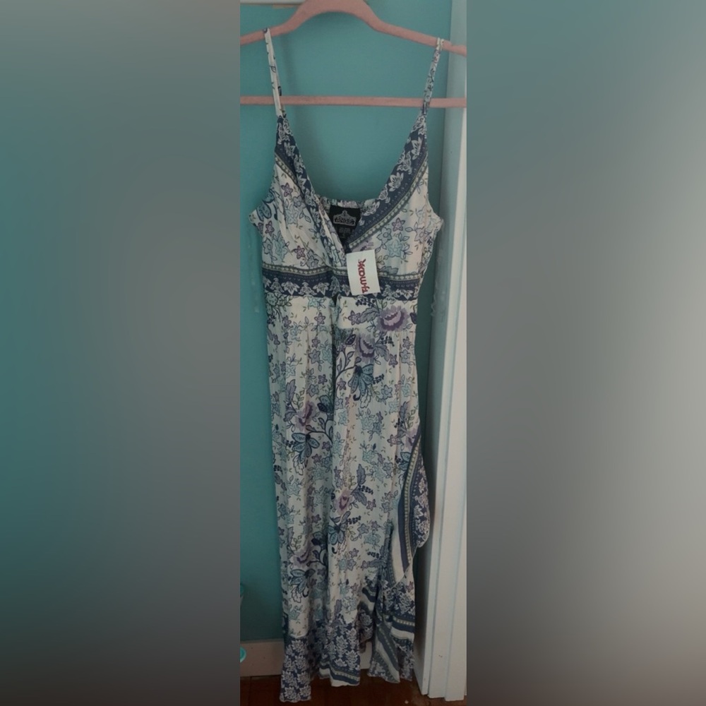 Angie Blue and White Floral Midi Dress